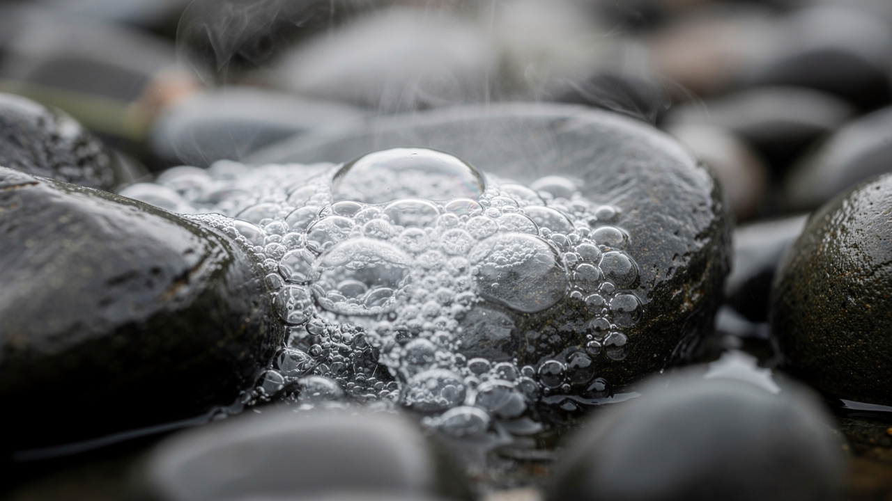 Близка снимка на извираща гореща минерална вода.