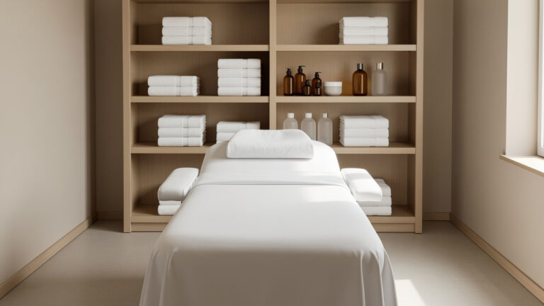 Спокойна и чиста стая за SPA процедури с масажно легло.