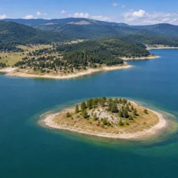 Малък остров сред водите на язовир Батак
