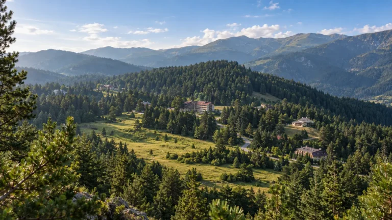 Панорамна гледка към курорта Паничище и планините на Рила