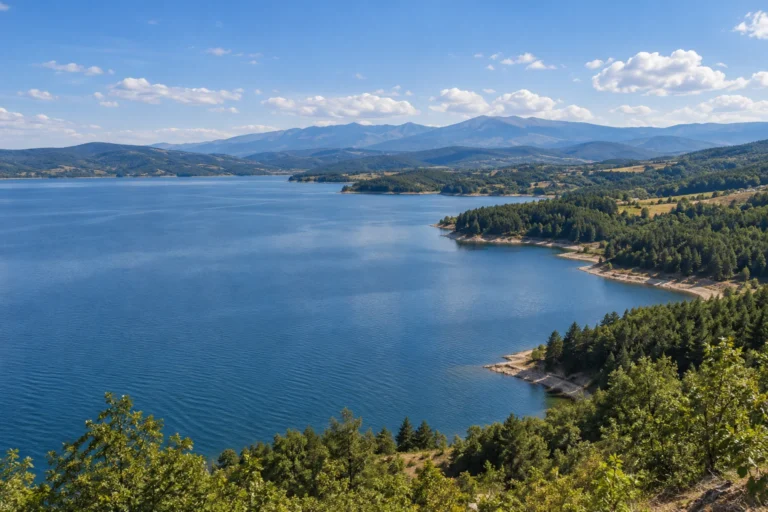 Панорамна гледка към язовир Искър и околните планини