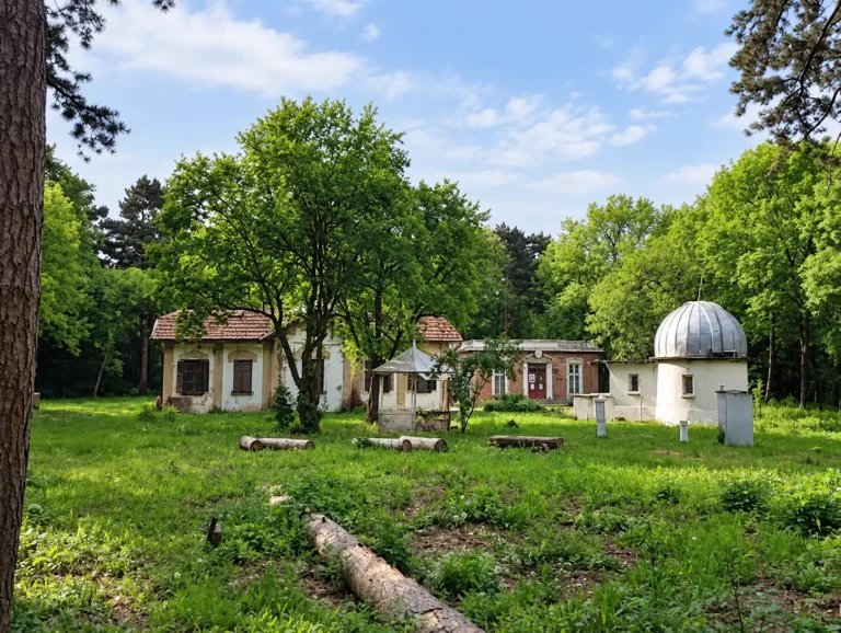 Астрономическата обсерватория сред зеленината на Борисовата градина в София