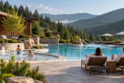 Детска водна зона с плитък басейн в семеен СПА комплекс